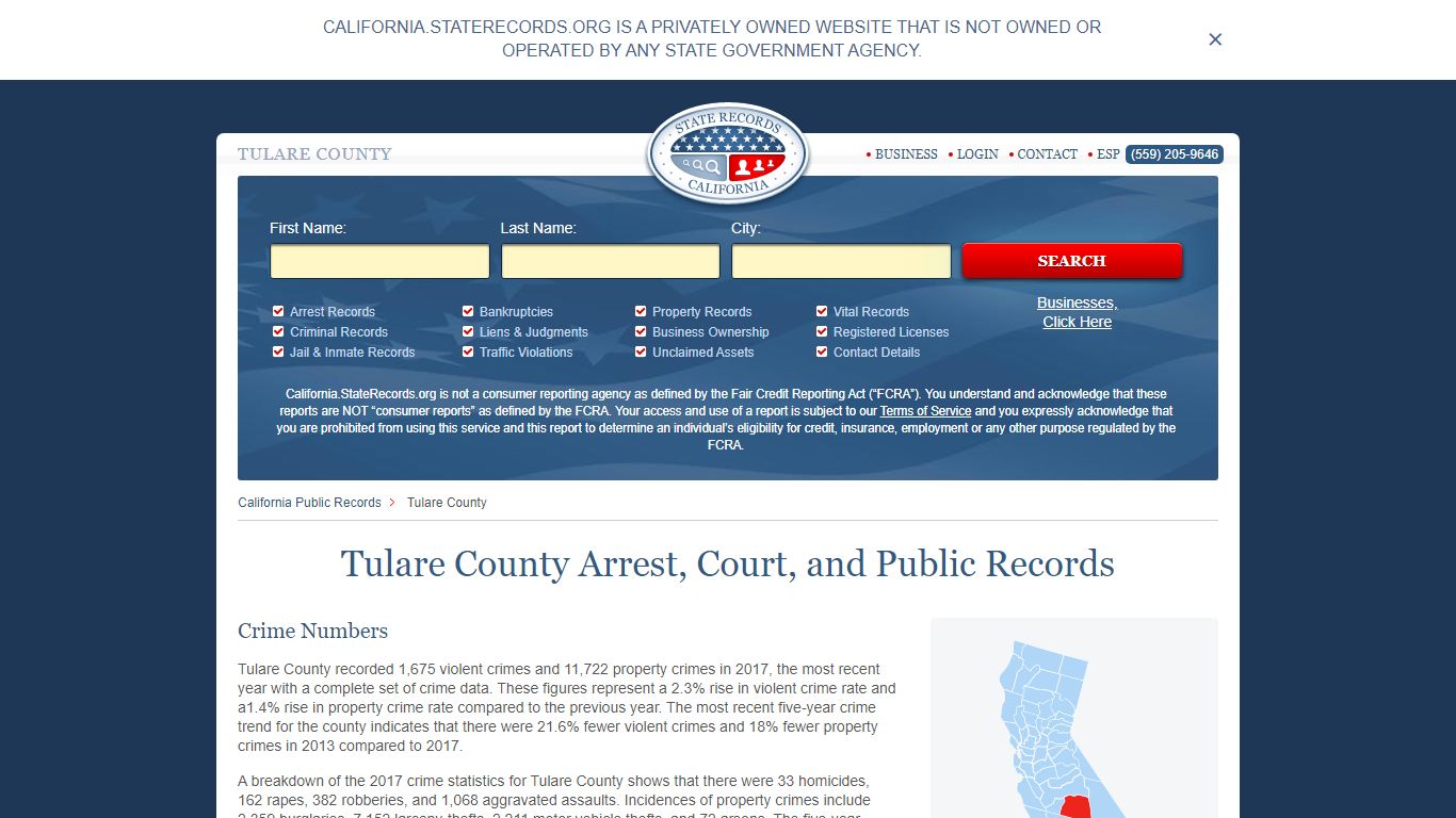 Tulare County Arrest, Court, and Public Records